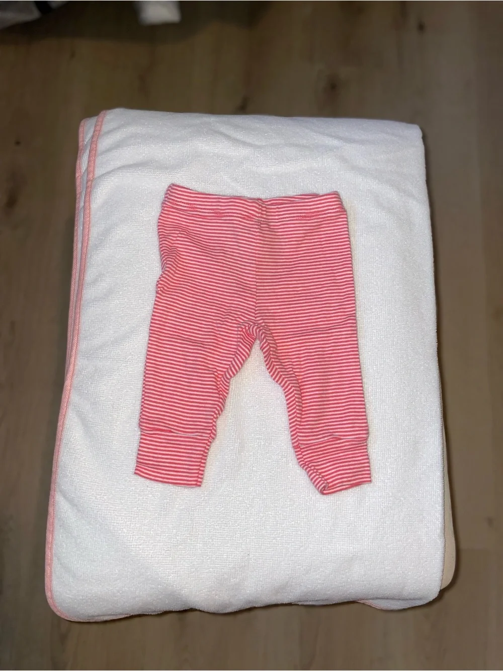 Carter's Pink and White Striped Baby Leggings with Ladybug Stitch